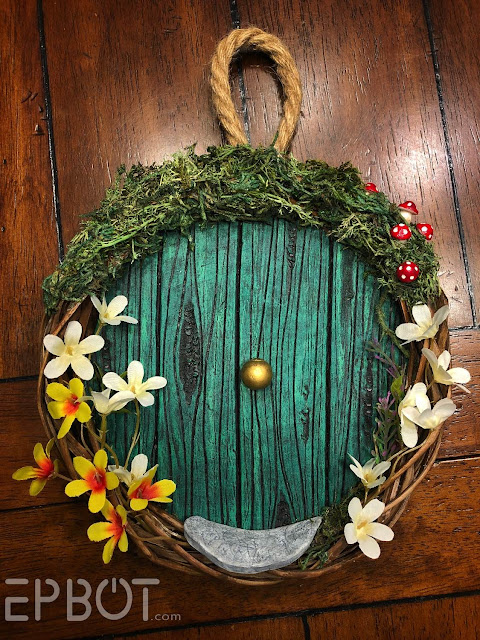 dollar tree hobbit wreath on door