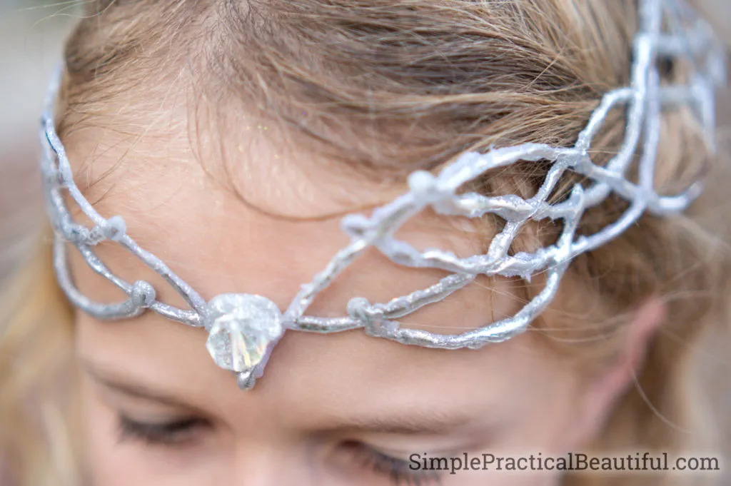 child wearing DIY galadriel's crown
