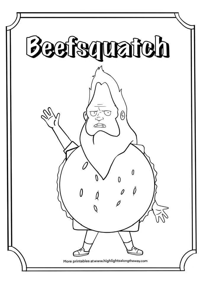 beefsquatch bobs burgers coloring sheet
