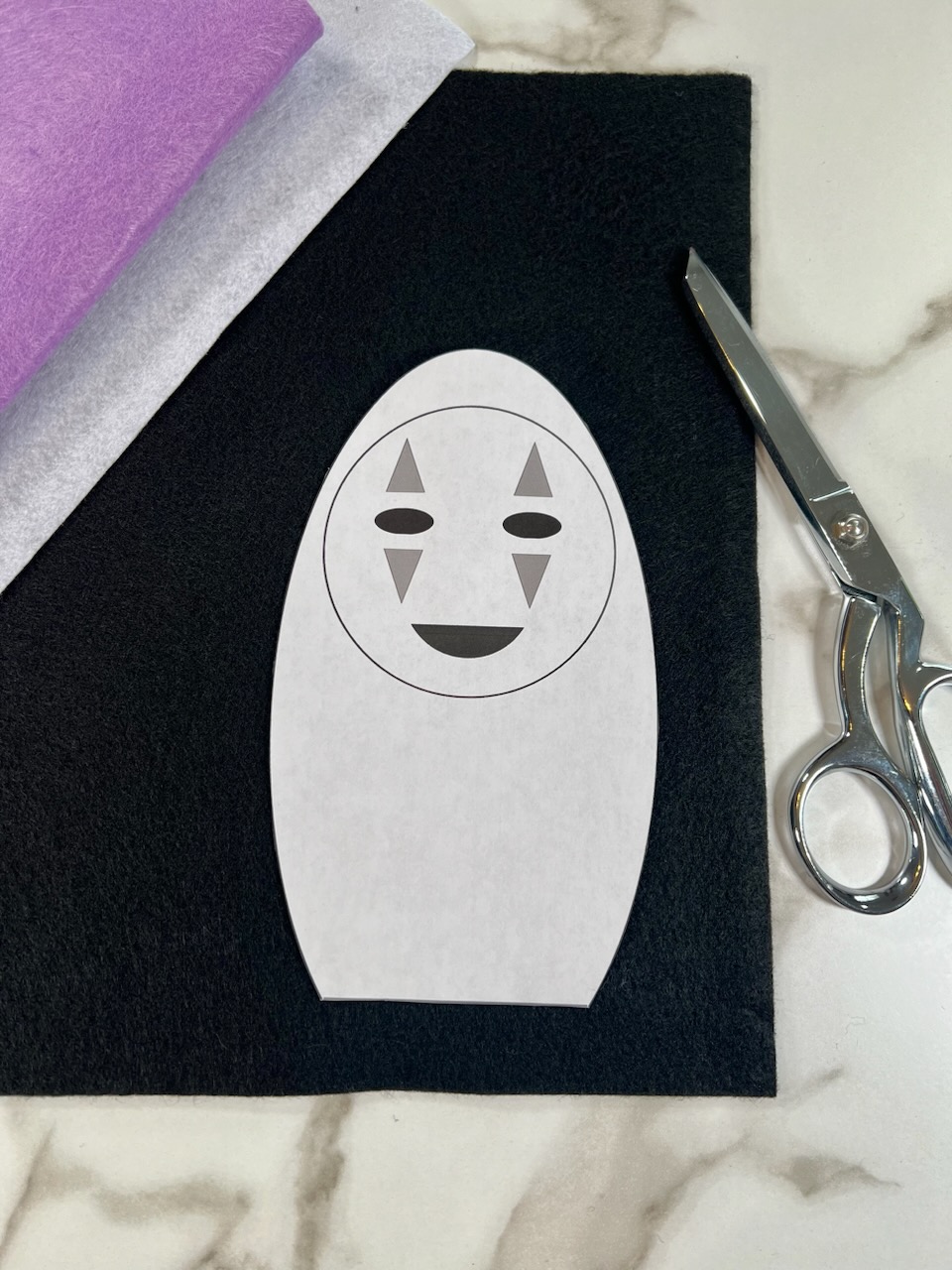 spirited away character with felt and scissors