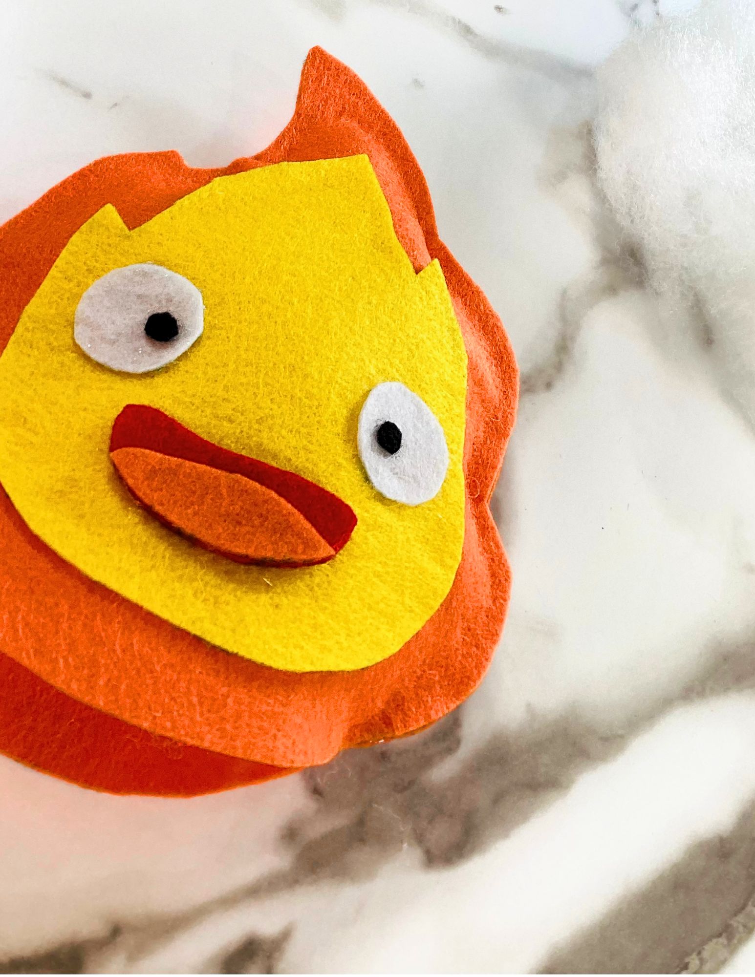 stuffing no sew felt Calcifer plush toy