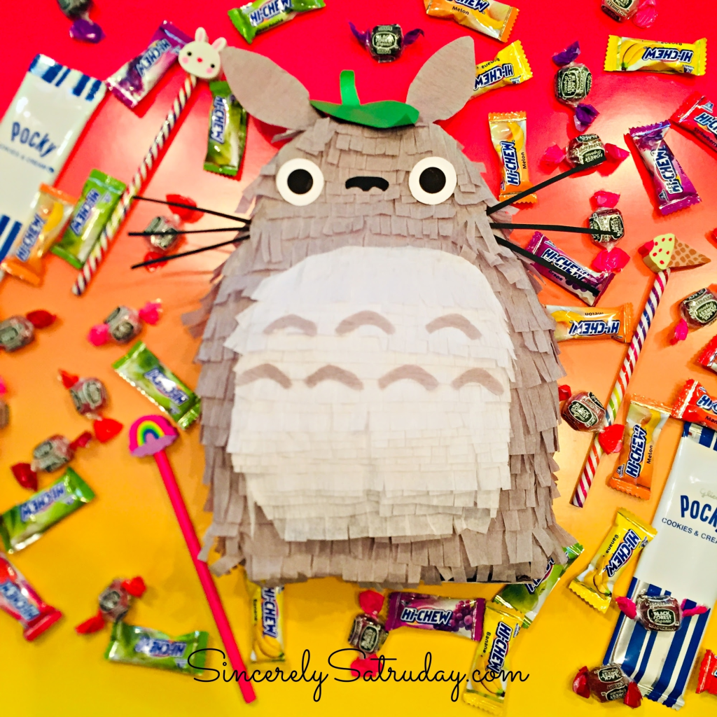 DIY Totoro pinata with pinata stuffing