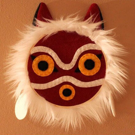 DIY Princess Mononoke mask embroidery hoop design 