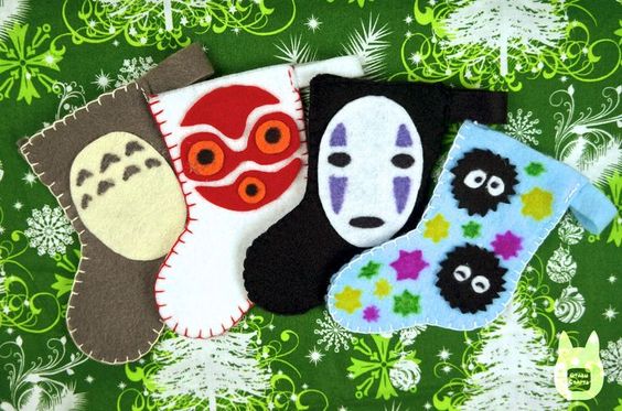 Studio ghibli inspired felt stockings