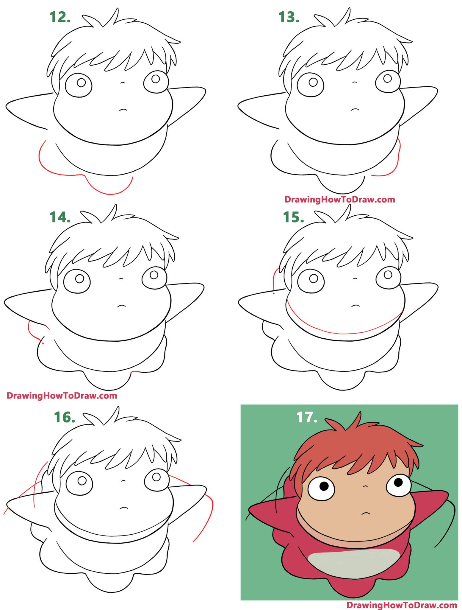 how to draw ponyo template