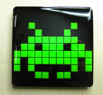 diy space invaders resin coaster