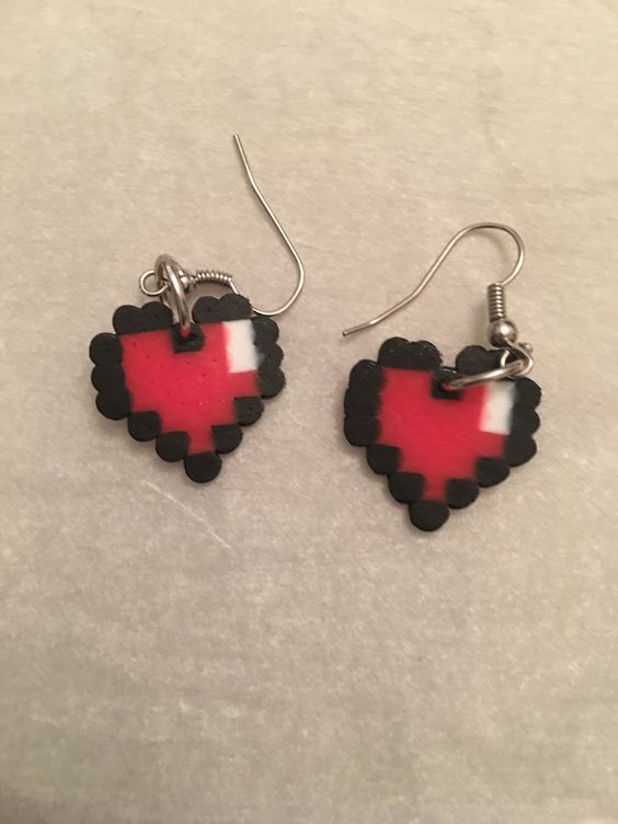 pixel heart earrings