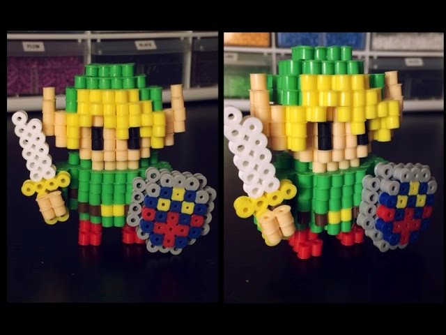 3D Link legend of Zelda 3D perler craft